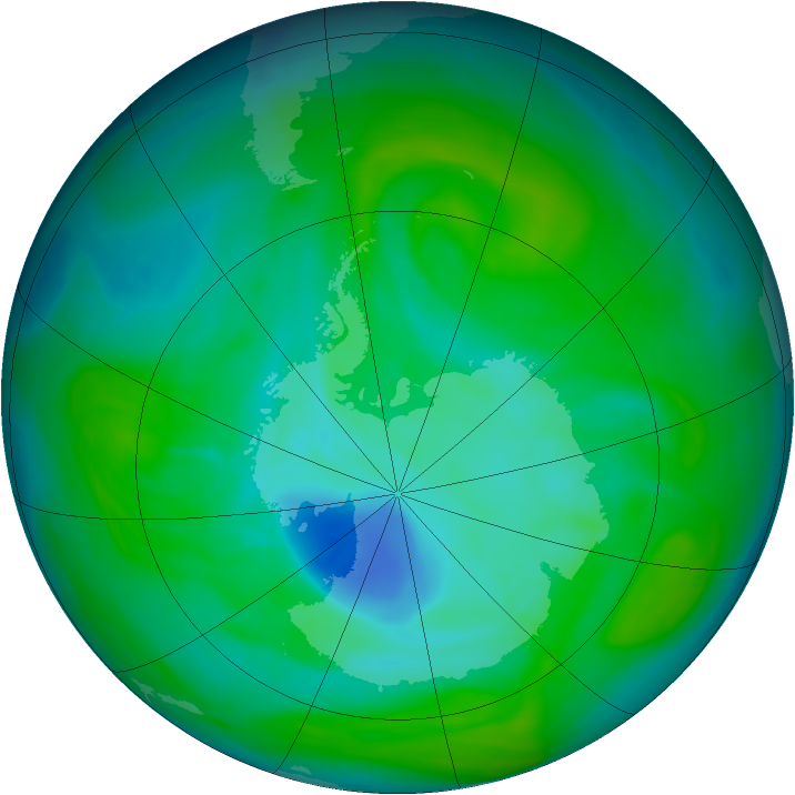 Antarctic ozone map for 22 December 2005